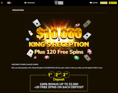 Kings Aventure Casino Prime Pour 10 000, 120 Free Spins